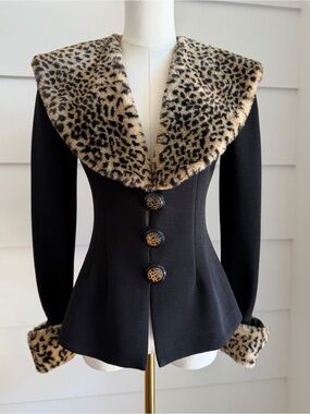 Vintage Cache Leopard Print Trim Jacket The Nanny/ Sabrina Carpenter 90s